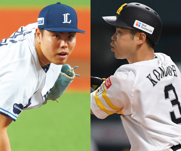 平良海馬、近藤健介(右)