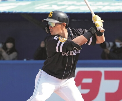 【連続写真】ソフトバンク・中村晃「ヘッドが打球方向を指す見事なフォロースルー」