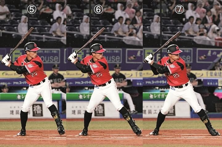 連続写真 ロッテ 岡大海 受けて待つ意識が最大の問題点であり特徴 後ろ側に軸をつくるのではなく ステップに合わせて 野球コラム 週刊ベースボールonline