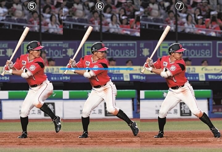 連続写真 ロッテ 荻野貴司 短いバットをさらに短く持ってコンパクトに 確実性が高まりつつ スイングスピードも上がる 野球コラム 週刊ベースボールonline