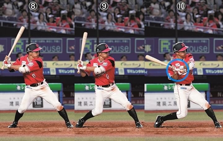 連続写真】ロッテ・荻野貴司「短いバットをさらに短く持ってコンパクト