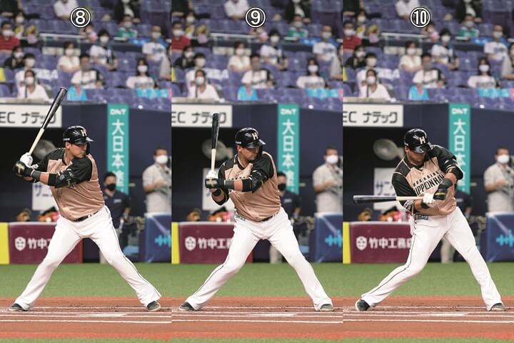 連続写真 日本ハム 中田翔 振り上げて打球に角度をつけようという意識がもったいない 上から叩く意識を持つとボールとバットの接点が広がる 野球コラム 週刊ベースボールonline