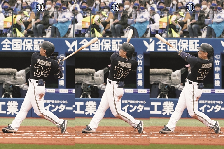 連続写真 オリックス 吉田正尚 後編 想像以上にシンプルなトップまでの腕の使い方も 最短でバットを出せるからどんなボールにも対応できる 野球コラム 週刊ベースボールonline