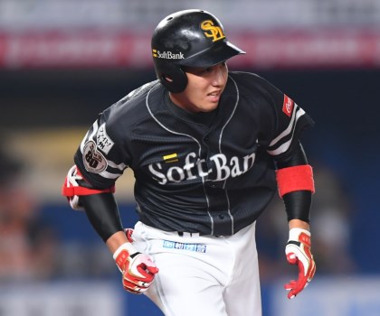 ソフトバンク 栗原陵矢 強風に負けずプロ初安打