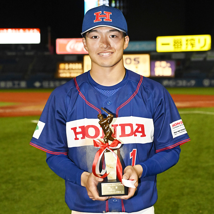 Honda・金城飛龍が全5試合先発フル出場で新人賞受賞 元プロ外野手を父 