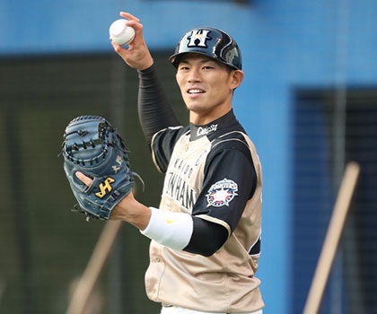北海道日本ハムファイターズ　大野奨太　支給キャッチャー防具 27大野 奨太（北海道日本ハム） 日の丸を背負う選ばれし戦士たち