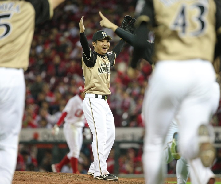 スイーツ柄 ブルー 谷元圭介選手 2016年 日ハム日本一 胴上げ投手