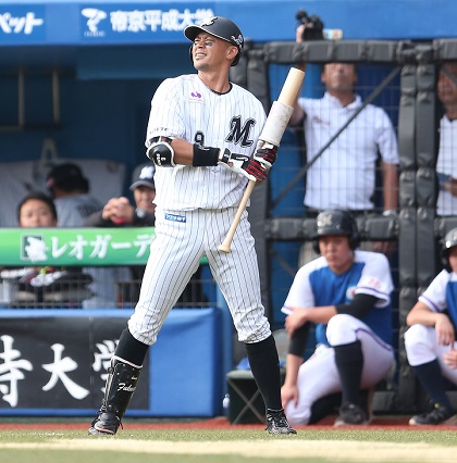 福浦和也実使用バット よろける